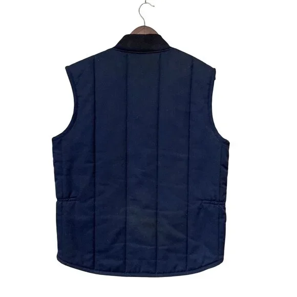 Durable Press Navy Blue Quilted Vest Large USA Made Polyester Cotton Blend - Picture 2 of 5